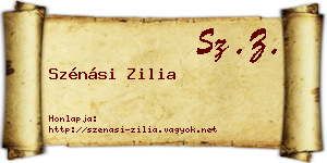 Szénási Zilia névjegykártya